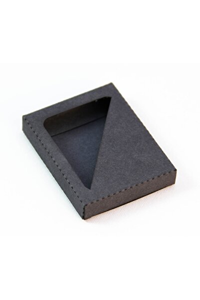 Tasarım Şeker Sabun ve Şeker Kutusu - Yarım Kare Pencereli - Siyah Karton - 50 Adet