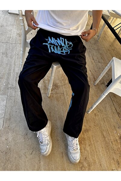 Leox Wear Minus Two Blue Printed Baggy Unisex Trousers