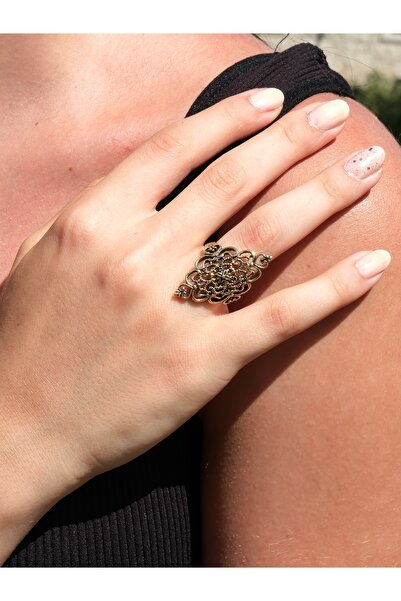 esha Telkari İşlemeli Antik Eskitme Ayarlanabilir Kadın Yüzük