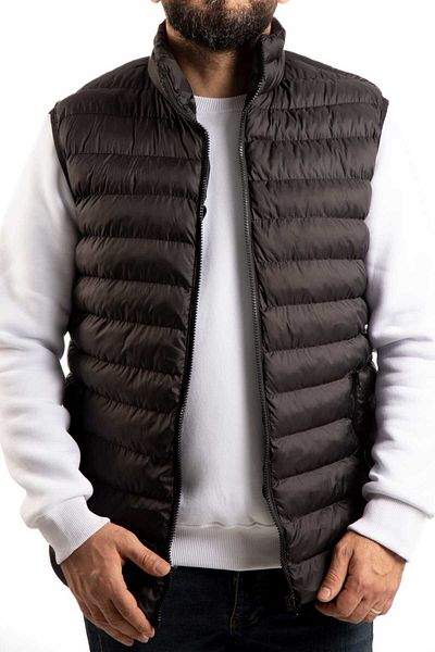 albay outdoor Unisex Black Padded Sleeveless Puffer Vest with Zipper Pocket