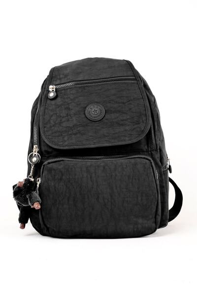 Lal Shoes & Bags Rucsac de damă Crinkle Dimensiune mare cu husă-negru