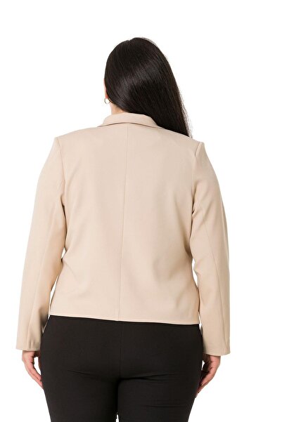 DISENTIS MODEST Μπουφάν μεγάλου μεγέθους γιακά με λεπτομέρεια, χωρίς επένδυση, κοντό μπεζ χρώμα