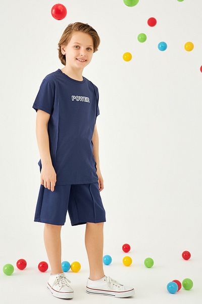 Perendi Power Embroidered Boy's Shorts Indigo