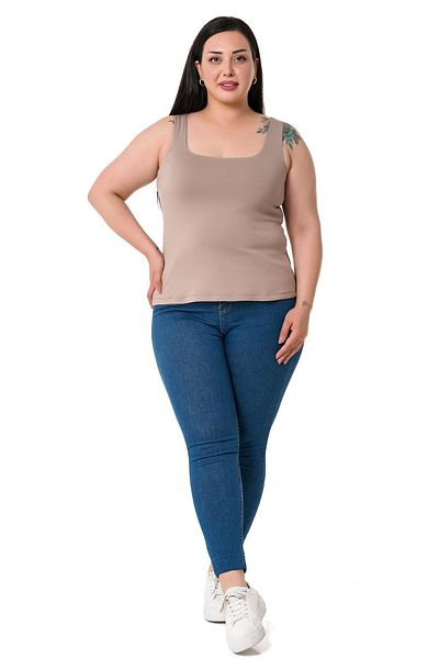 DISENTIS MODEST Plus Size Strappy Half Lined Viscose Mink Body