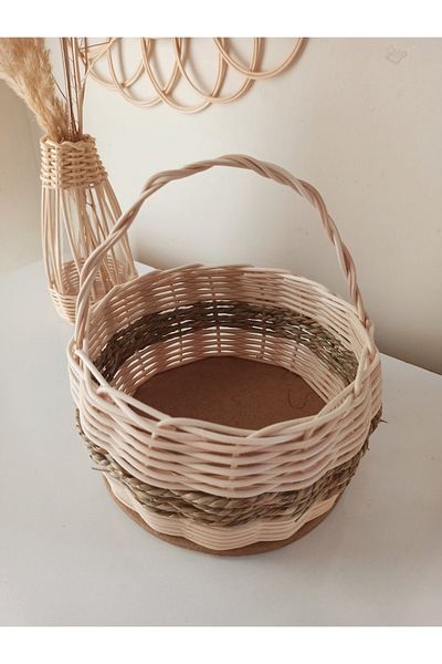 gudelidekor سلة بمقبض من الخيزران الروطان مقاس 15 × 9 سم