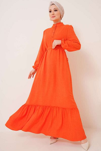 VOLT CLOTHİNG Rochie cu nasturi cu guler cu volane de damă