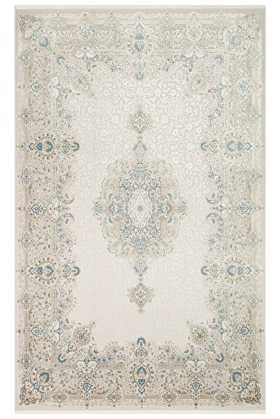 Eko Halı EKO HALI PALMIRA PLM01 CREAM BLUE Yüksek Kaliteli Sık Dokuma Modern ...