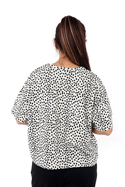 DİVİSTA Жіноча футболка з принтом кольору екрю з коротким рукавом з махрової тканини