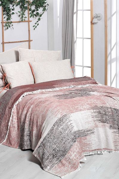 Sarev Purple and Tan Double 100% Cotton Yarn Dyed Pique Set