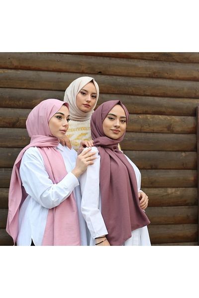 feronis Hijab Γυναικείο Βαμβακερό Σετ Μοντέλο Cazz Shawl 3 τεμαχίων _ Dusty Rose - Ροζ - Μπεζ