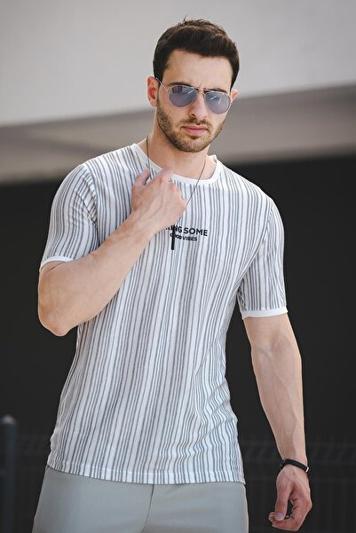 Oksit Φέρτε ανδρικό μπλουζάκι Lycra με εμπριμέ ριγέ λεπτή εφαρμογή