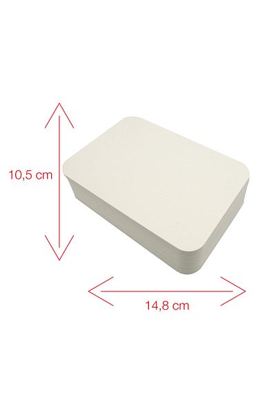 DERELİ MATBAA Pack of 50 Flash Cards A6 Size Unprinted Oval Cut Cards