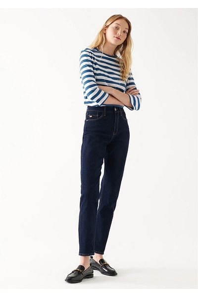 TugsatTasarTekstil Prague Dark Blue Boyfriend Mom Jean Women's Recovery Jeans