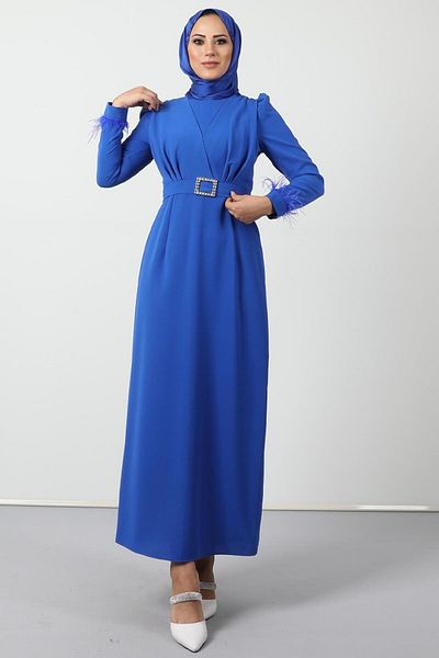 Giza Giyim Φόρεμα Hijab με λεπτομέρεια με πούπουλα
