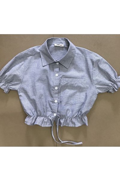 Çikoby Girl's Striped Crop Towel Bluz