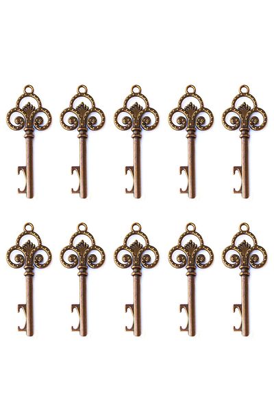 Sensoria Love Key 10-Piece Decorative Opener Cola Gazoz Soda And Bottle Opener Copper