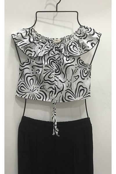Çikoby Woven Crop Bluz Woven Crop Bluz Woven Collar for Girls