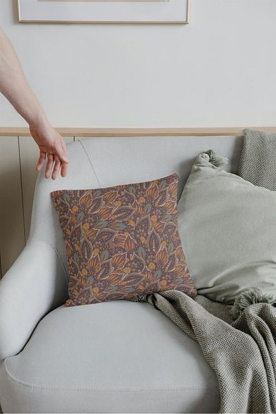NT Handmade Autumn Colors Themed Pattern Printed 42x42cm Cotton Woven Throw Pillow Pillow Case