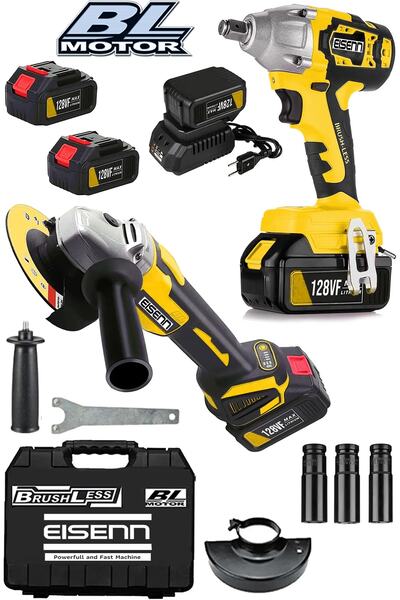 Eisenn Germany Bl Motor Special 2 Li Set Somun Sökme + Spiral Taşlama Çantalı 2 Akülü Set Hediyeli