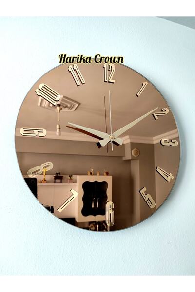 hibiscus GERÇEK AYNALI DEKORATİF DUVAR SAATİ (40 CM)