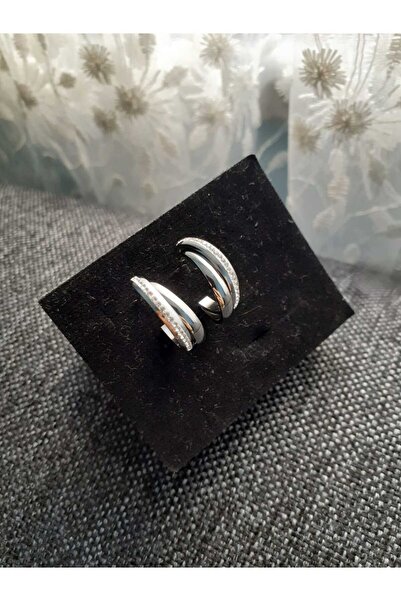 stainless steell Çelik halka taşlı küpe