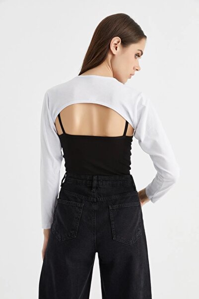 ALLURİNG Straight Collar Neck Collar Sleeve - White