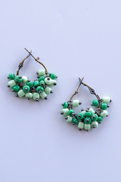 Lila Rosa Yeşil Otantik Etnik Küpe