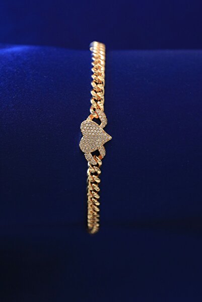 DL Aksesuar Zircon Stone Heart Model Chain Bracelet