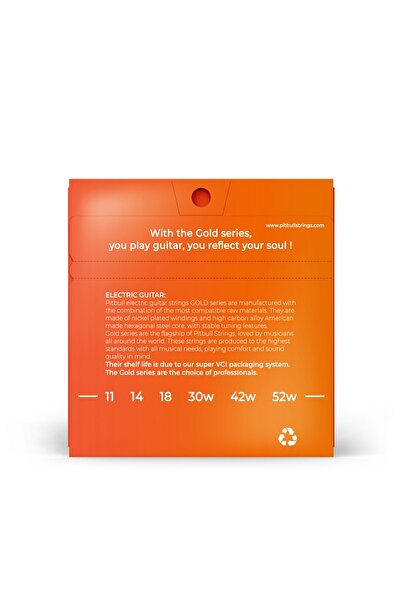 Pitbull Strings Gold Series Electric Guitar String Set of 3 (WIRE WRAPPER 4 CENA HAT) Geg 11-52 Mthb 3p Ssc