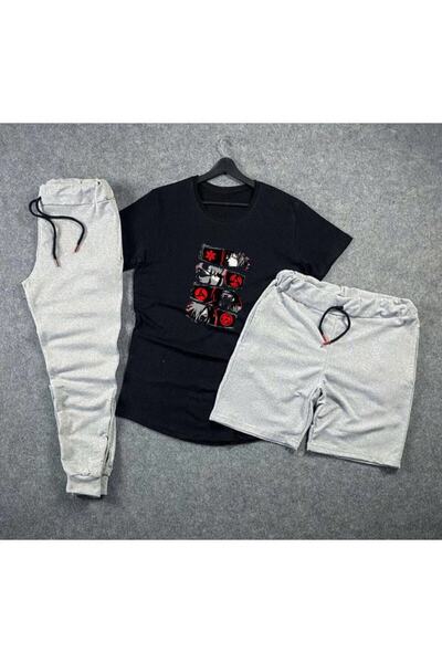 Adrift Аниме Sharingan печатни унисекс летни шорти - тениска с редовна кройка...