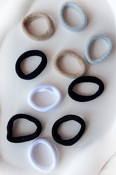 TAKIŞTIR Pack of 10 Mixed Color Glittery Towel Rubber Buckles