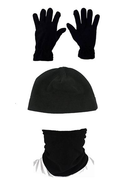 Asker Kolisi Unisex Black Set of 3 Fleece Beanie Neck Collar Gloves