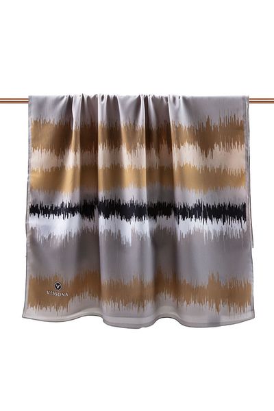 Vissona Women's Luxury Medina Silk Shawl Gray - Beige