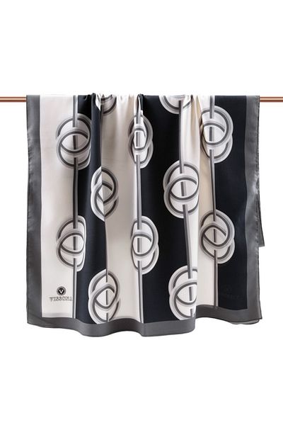 Vissona Γυναικείο σάλι πολυτελείας Medina Silk Grey-3