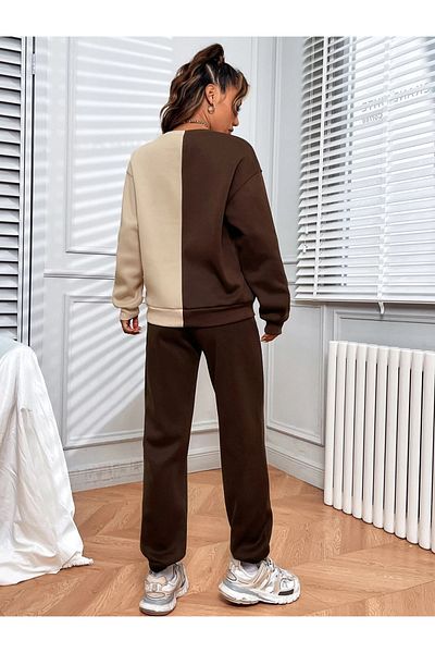 Machetta Unisex California SF Printed Brown-Beice Piece Crew Neck με 3 νήματα
