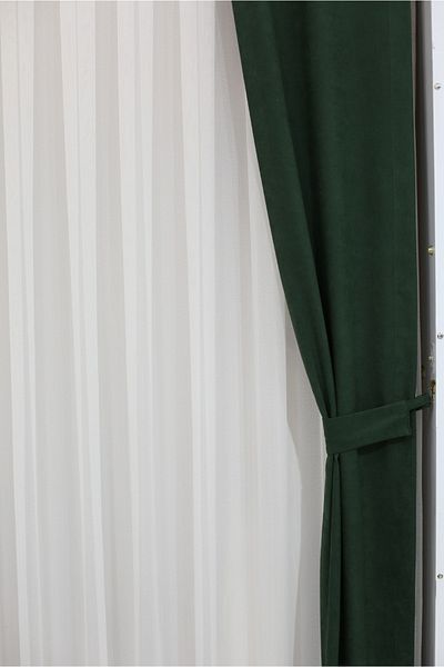 MEVVA HOME Plain Stitching (No Pleat) Velvet Background Single Wing Curtain Khaki Green