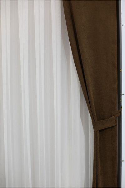 MEVVA HOME Plain Stitching (No Pleat) Velvet Background Single Wing Curtain Brown