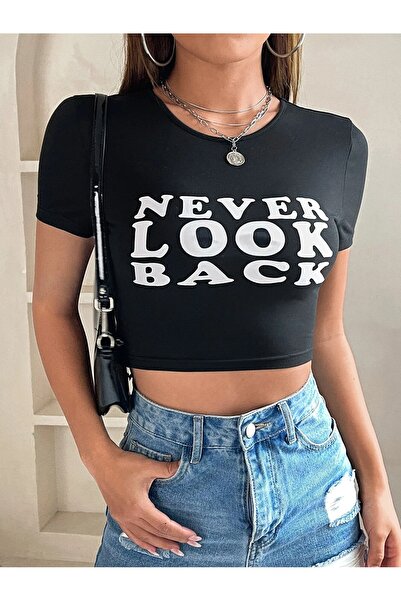 Jose Clothing بلوزة نسائية قصيرة مطبوعة باللون الأسود - بأكمام قصيرة، للجلوس ...