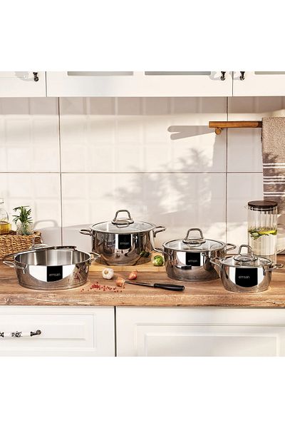 Emsan Valeria 8 Piece Steel Cookware Set