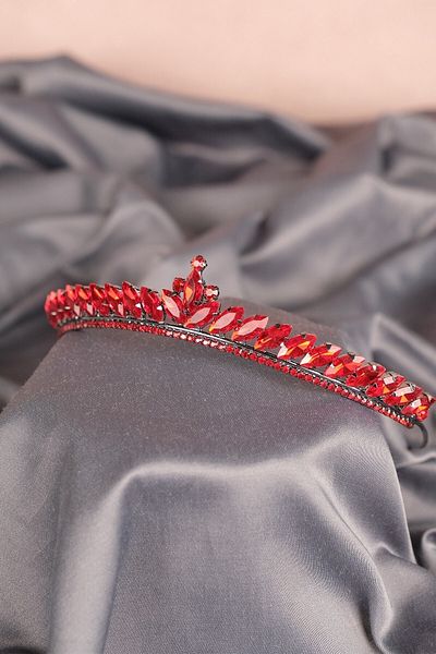 Hayalperest boncuk Ece Model Thin Bridal Henna Crown Red