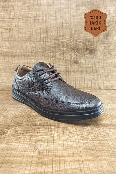 Endurstep Ортопедични мъжки обувки с връзки от естествена кожа, цвят кафе, Cas0007