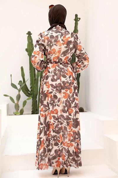 Neva Style - Patterned Tile Hijab Dress 2925krmt