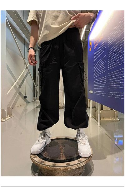 Gofeel Y2k Style Street Wear Style Cargo Παντελόνι αλεξίπτωτο με ρυθμιζόμενο λάστιχο στη μέση και τα πόδια