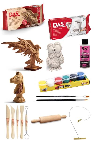 GLANCE DAS Wood 350 Gr Modelling clay Ahşap Modelleme DAS 500 GR Beyaz Ebeşua...