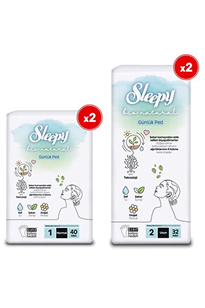 Sleepy ناتشورال بلس فوط يومية طويلة 2 عبوة + عادية 2 عبوة 144 فوطة
