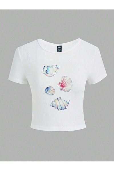 Jose Clothing ΓΥΝΑΙΚΕΙΟ ΚΟΝΤΟΜΑΝΙΚΙ ΛΕΥΚΟ ΤΥΠΩΜΕΝΟ CROP TOP BLUZ