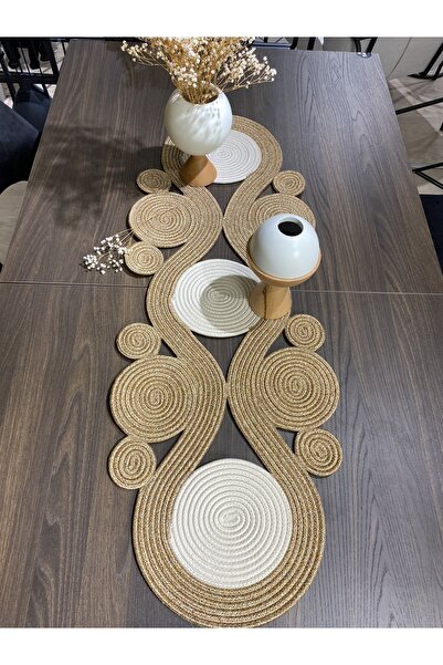 MaVaux Mihenk Jüt Hasır Görünümlü Runner 40x110, Özel Tasarım Masa Örtüsü, Jü...