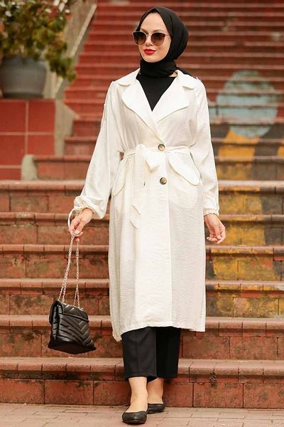 Neva Style - Șapcă Hijab Ecru cu guler clasic 41060e
