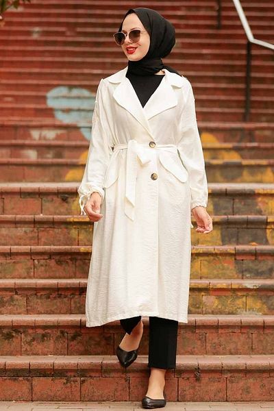 Neva Style - Șapcă Hijab Ecru cu guler clasic 41060e