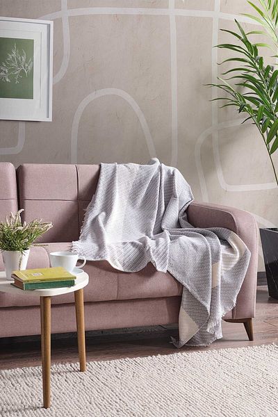 Miabella Home Wilma Luxury 100% Cotton Sofa-Couch Bed Cover, Non-Slip, Anti-Sweat, Sofa Shawl 130X150 cm